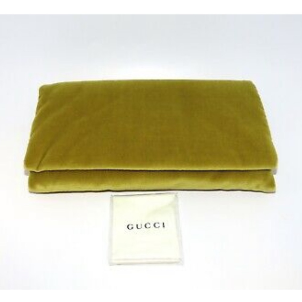 Authentic Gucci Hollywood Collection Velvet Satin Clutch Sunglass Case Yellow - Picture 6 of 7